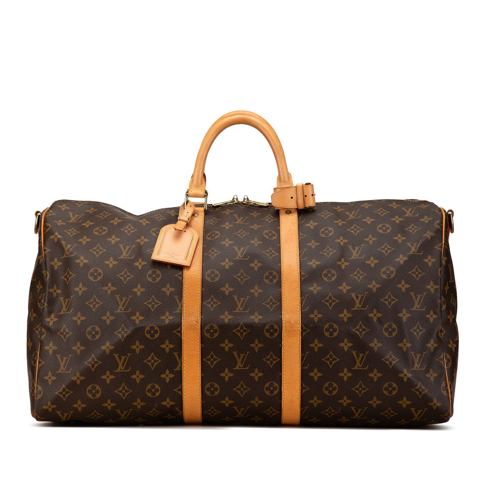 Brown Louis Vuitton Monogram Keepall Bandouliere 55 Travel Bag