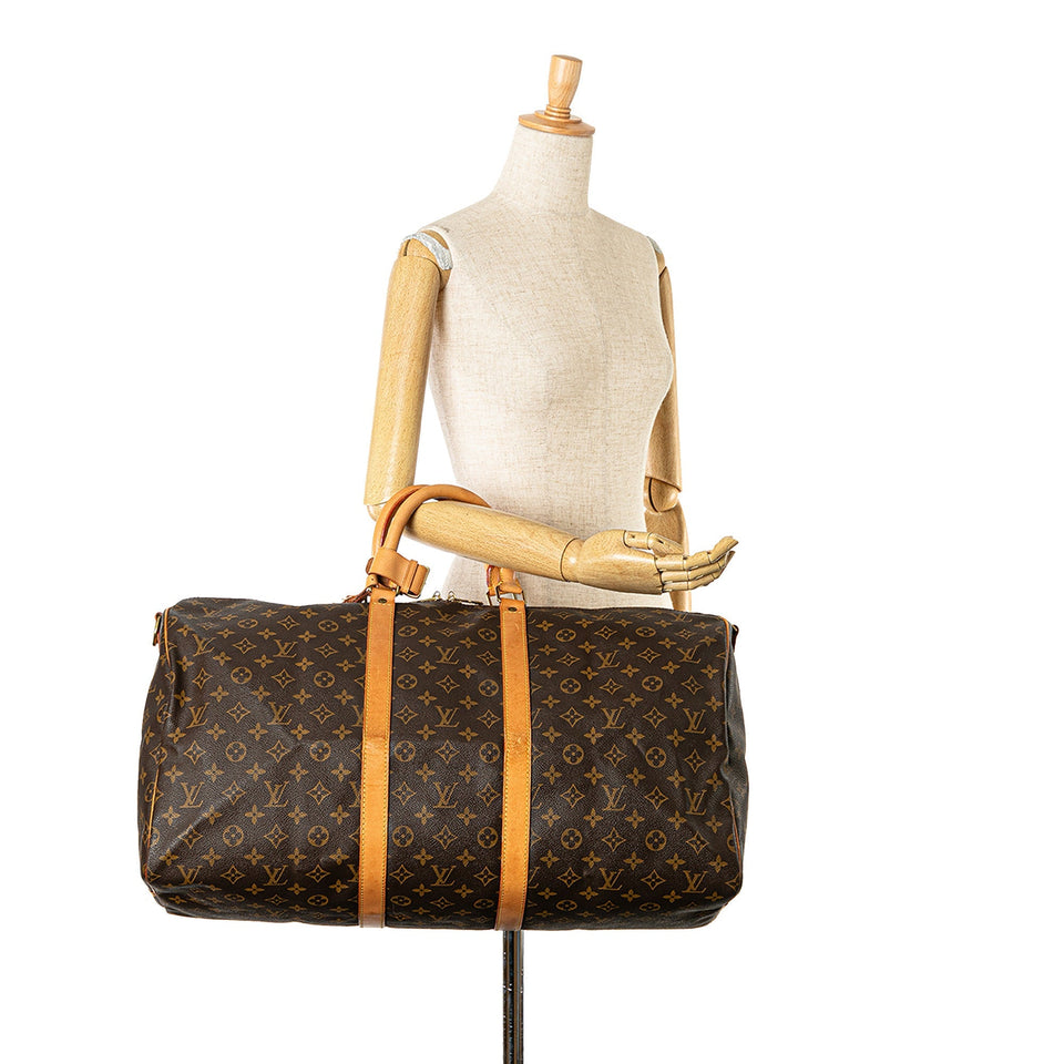 Brown Louis Vuitton Monogram Keepall Bandouliere 55 Travel Bag