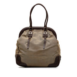 Brown Prada Canapa Logo Frame Tote Bag