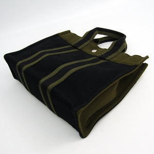 Hermes Black Khaki Canvas Fourre Tout PM Tote (SHA11219)