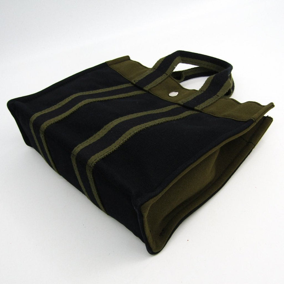 Hermes Black Khaki Canvas Fourre Tout PM Tote (SHA11219)