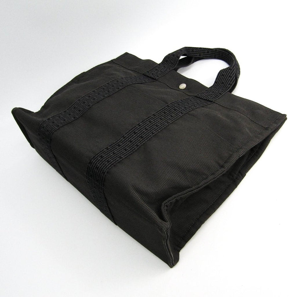 Hermes Gray Canvas Herline MM Tote (SHA-14213)