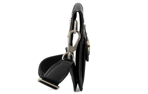 GUCCI Metallic Interlock Double G Soft Leather fanny pack Shoulder Messenger Bag Unisex / Black Classic 575837-1GZAX-1000
