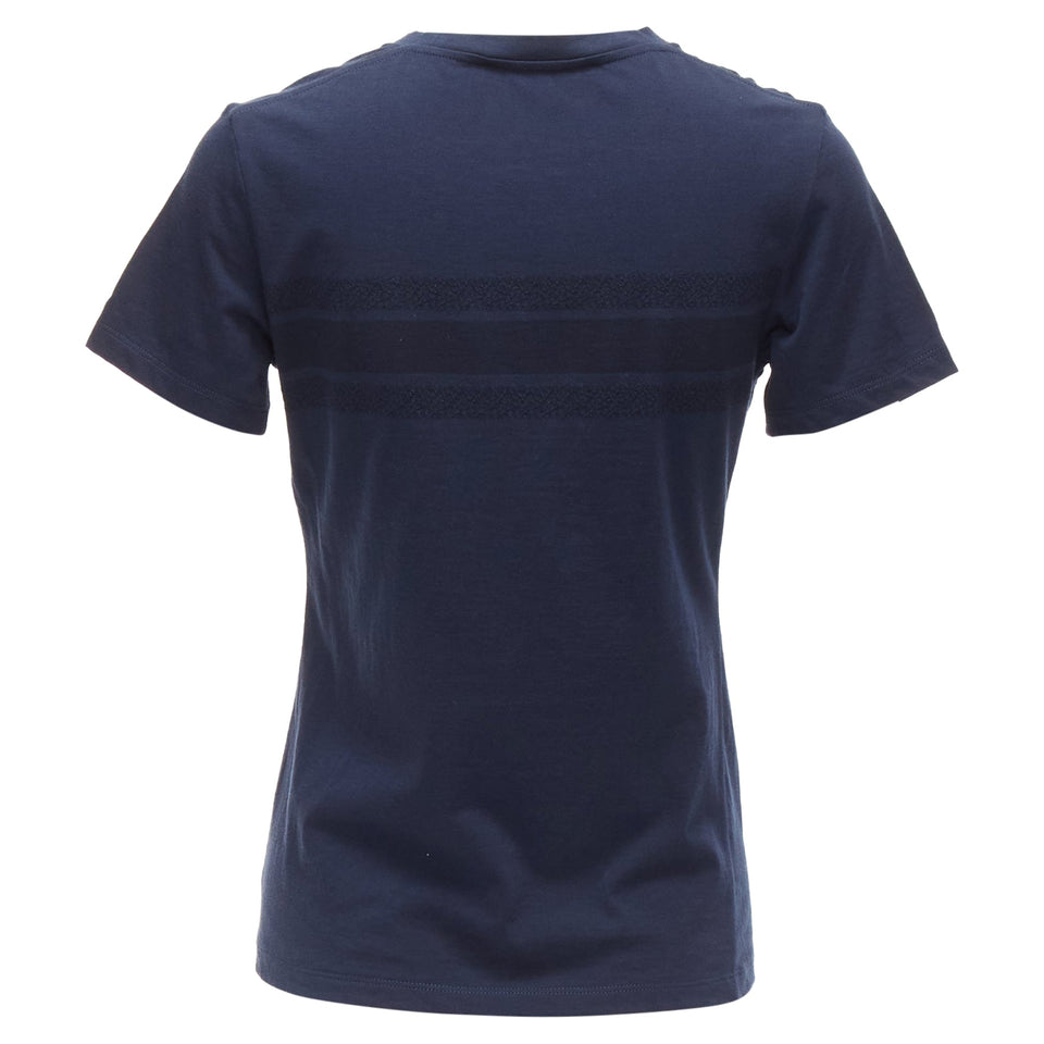 Christian Dior Textured Logo Stripe Front Crew Neck Short Sleeve Tshirt