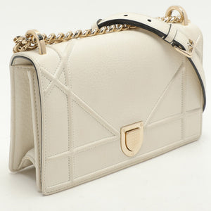Dior White Leather Small Diorama Shoulder Bag