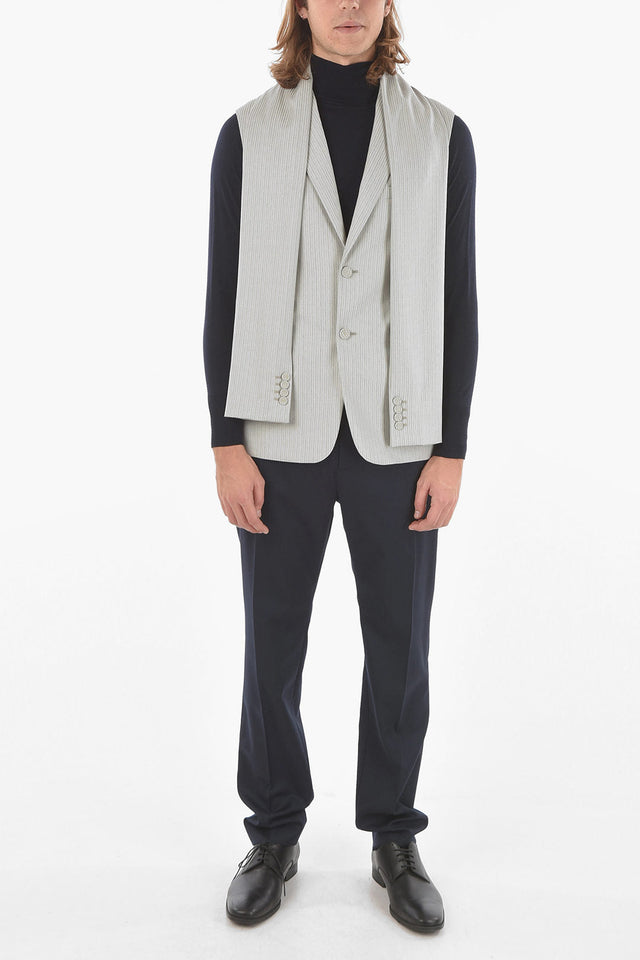 Dior HOMME Wool Vest with Peak Lapel and Sleeve Scarf