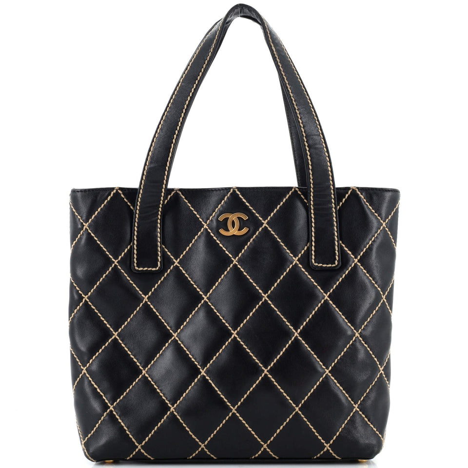 CHANEL Surpique Tote Quilted Leather Small