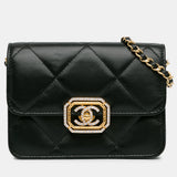 Quilted Calfskin Strass Clutch With Chain Flap