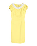 Dior Embellished Knee Length Dress in Pastel Yellow Cotton