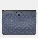 Blue/Black Leather Shadow Discovery Pochette Clutch