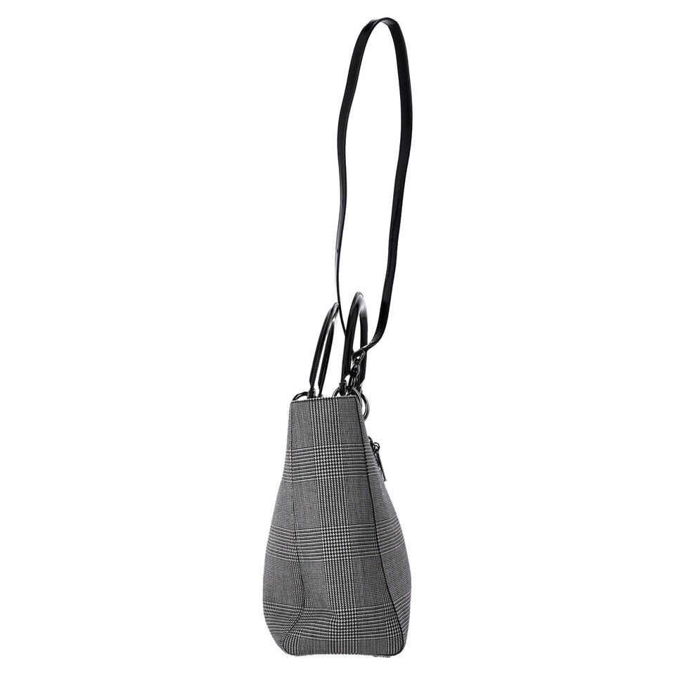 Dior Large Lady Dior Houndstooth Print Hand Bag in Canvas