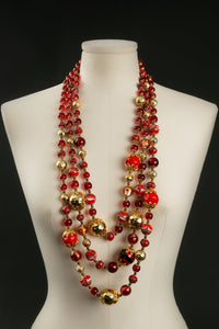 Collier de perles rouges Dior