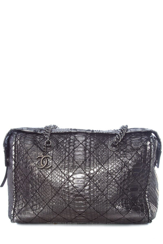 Chanel Gunmetal Python Bowler RHW Handbag