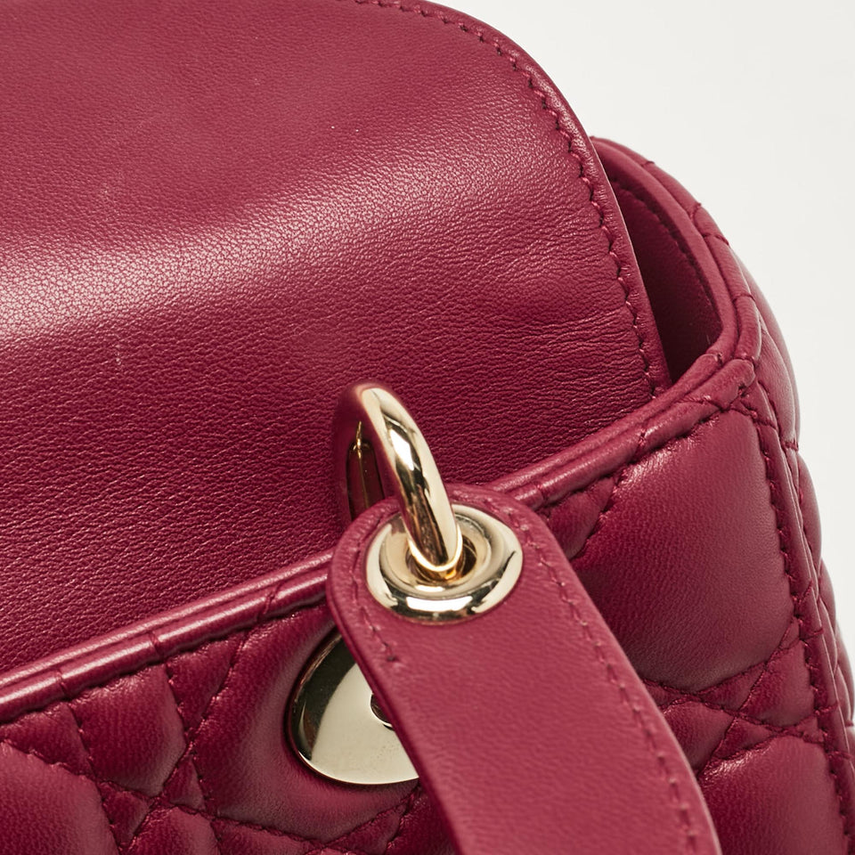 Dior Red Cannage Leather Small Lady Dior My Abcdior Tote