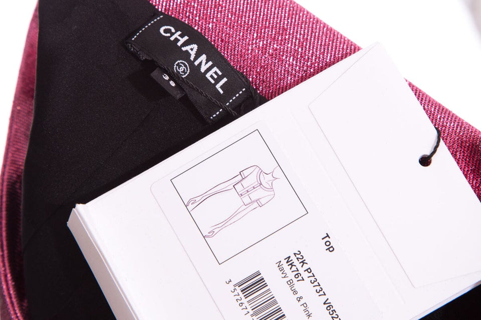 Chanel ICON 2022 Blue & Pink Short Sleeve Jacket SZ 38 NWT