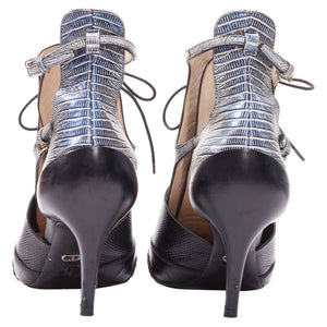 Dior Raf Simons Metallic Scale Embossed Cut Out Booties