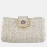 White Fabric Leather O Case CC Clutch Bag