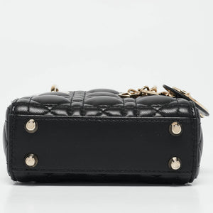 Dior Black Cannage Leather Micro Lady Dior Tote
