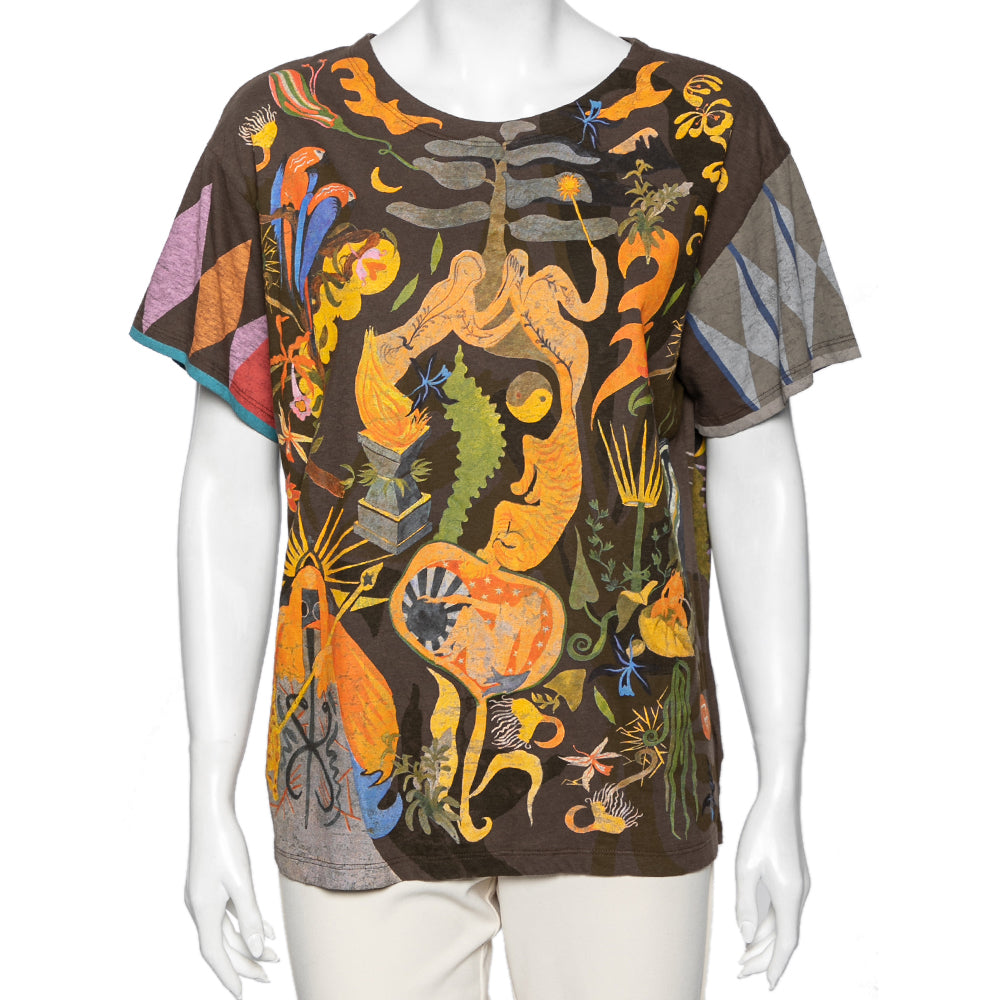 Dior Brown Printed Cotton Short Sleeve T-Shirt