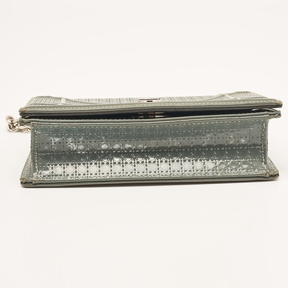 Dior Grey Micro Cannage Patent Leather Mini Diorama Shoulder Bag