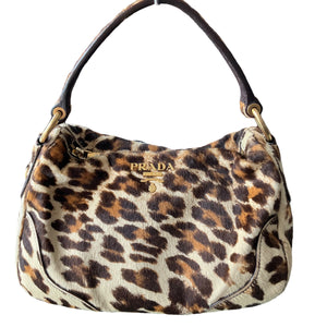 Prada Leopard Hobo Handbag