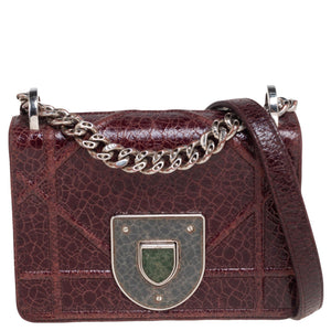 Burgundy Ceramic Effect Leather Diorama Club Shoulder Bag