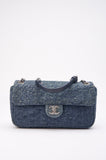 Chanel Blue Denim Camellia Embroidered CC Flap Bag