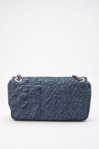 Chanel Blue Denim Camellia Embroidered CC Flap Bag