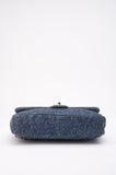 Chanel Blue Denim Camellia Embroidered CC Flap Bag