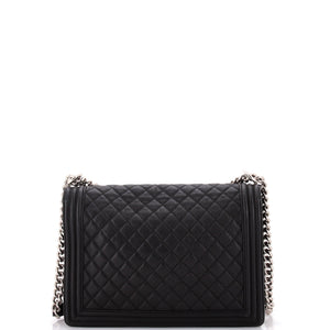 Boy Flap Bag Quilted Caviar Large
