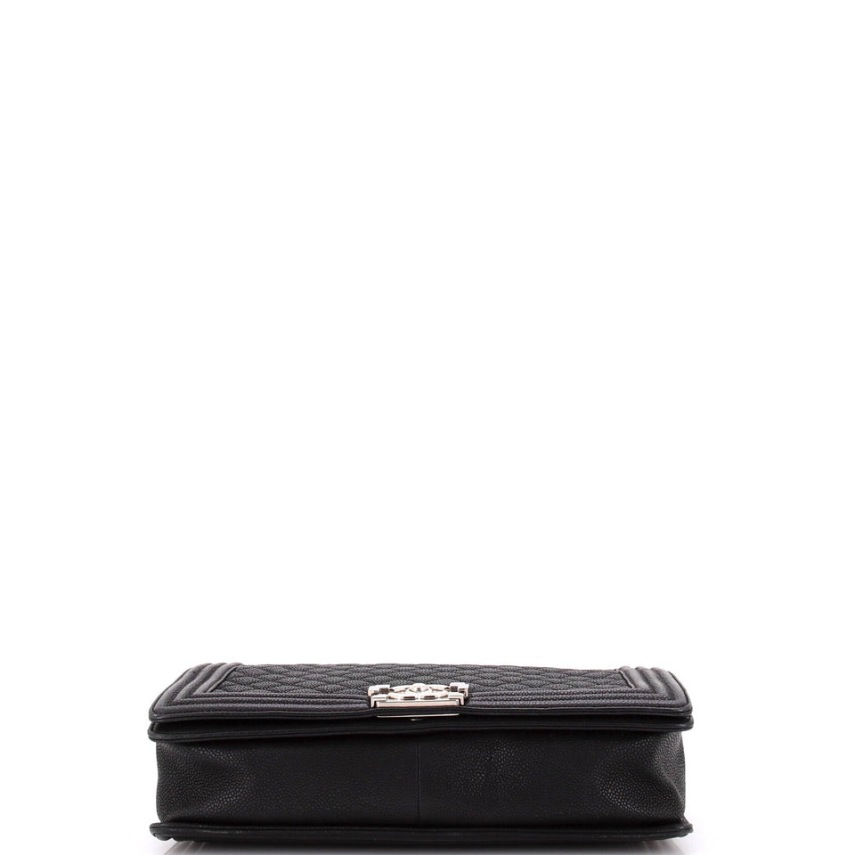 Boy Flap Bag Quilted Caviar Large