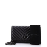 So Black Reissue 2.55 Wallet on Chain Chevron Sheepskin