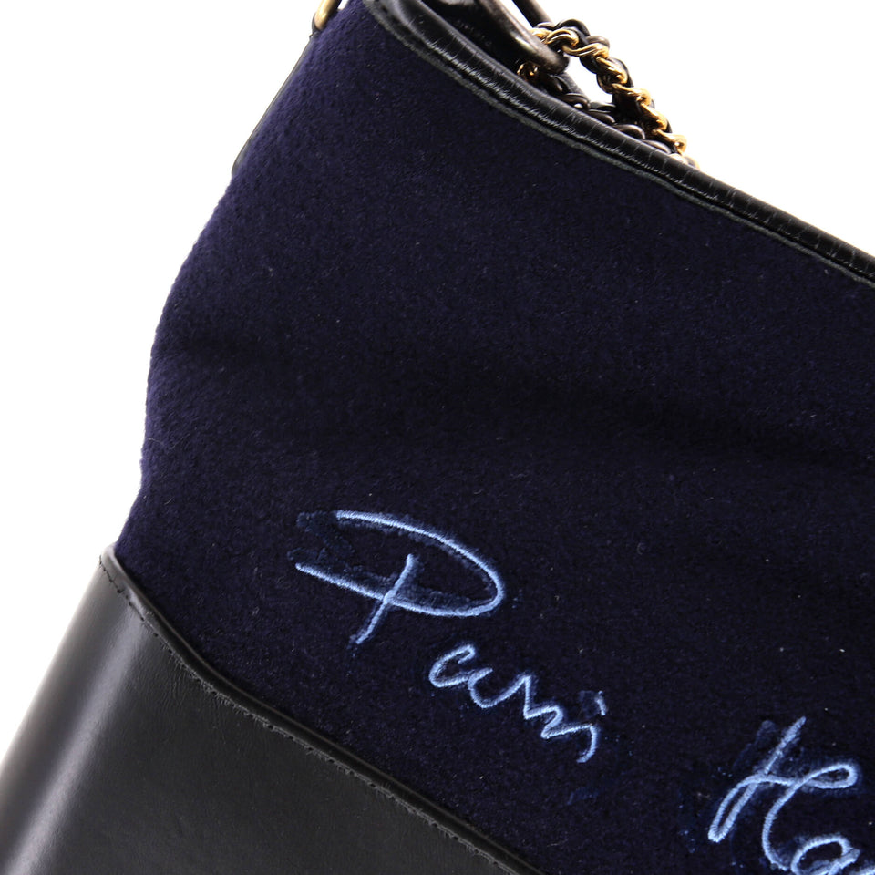 Paris-Hamburg Gabrielle Hobo Embroidered Wool and Calfskin Medium