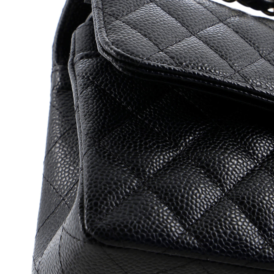 Classic Double Flap Bag Quilted Caviar Small