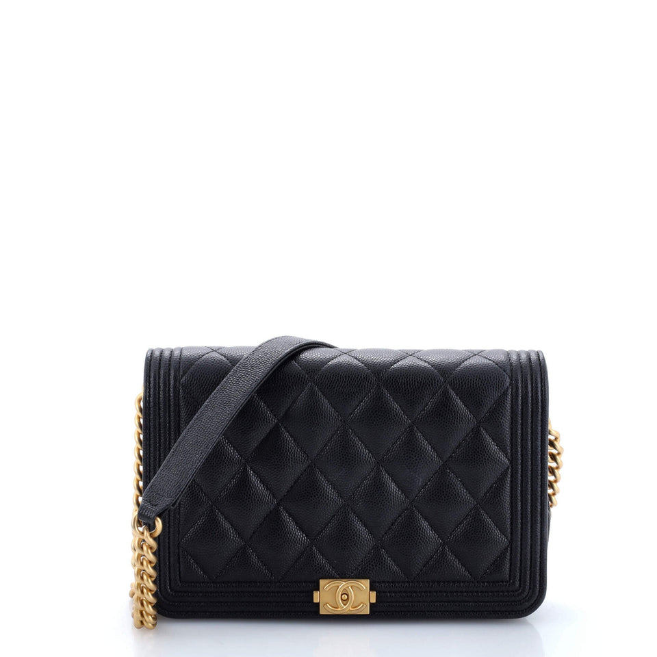 Boy Wallet on Chain Quilted Caviar