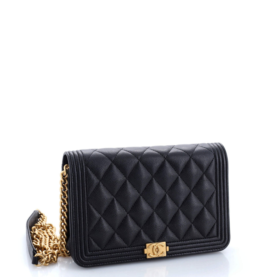 Boy Wallet on Chain Quilted Caviar
