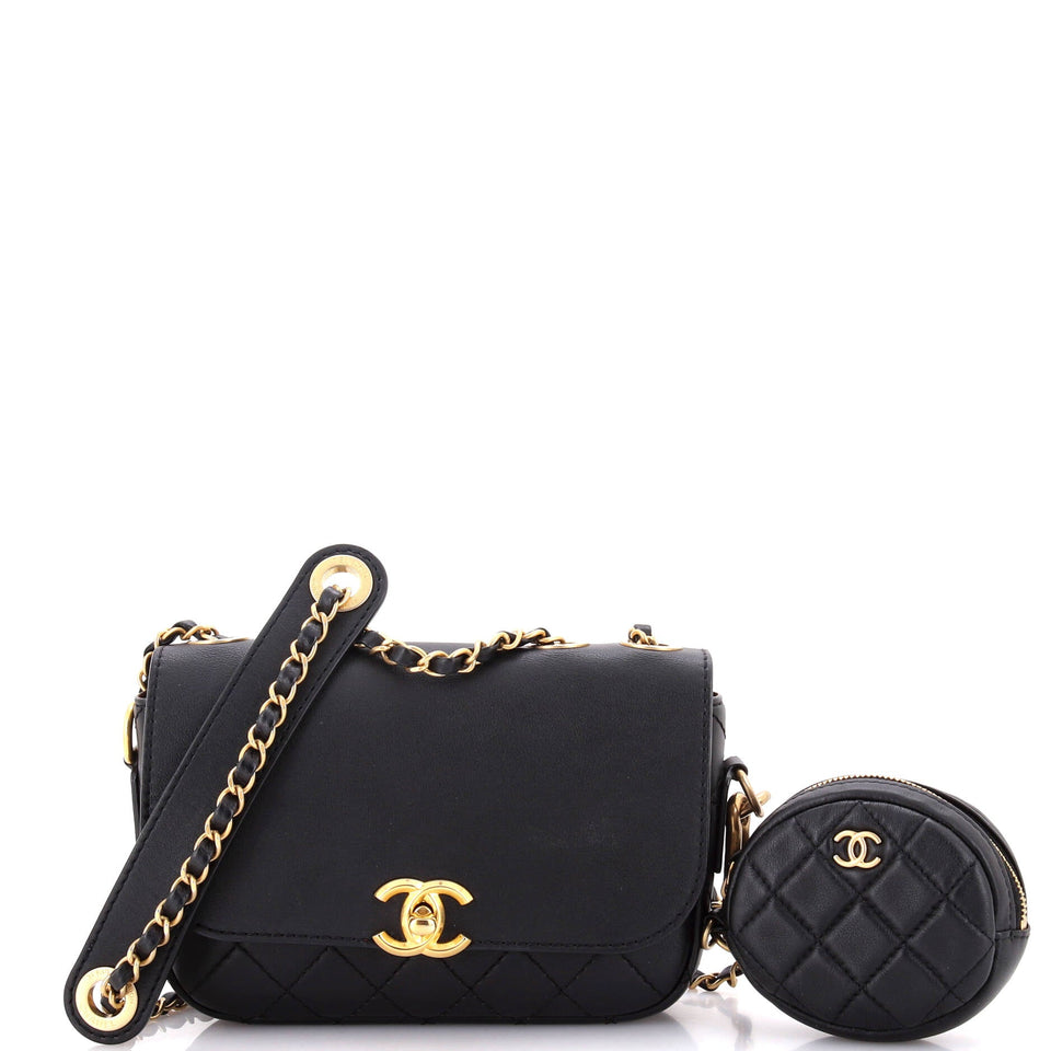 Multi Pouching Flap Bag with Coin Purse Quilted Calfskin