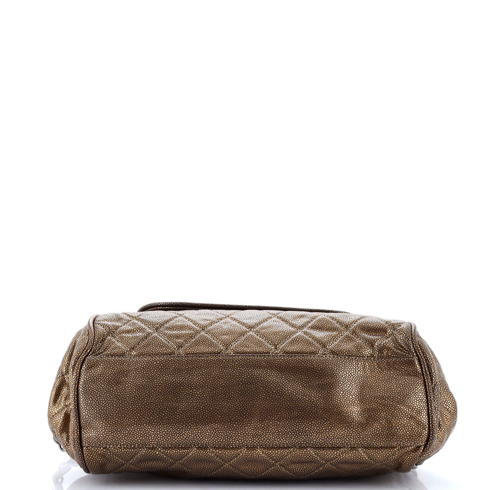 Timeless Accordion Flap Bag Quilted Caviar