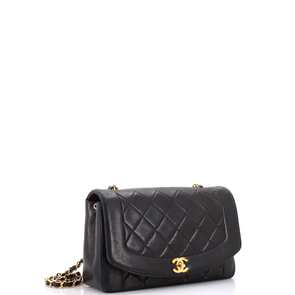 Vintage Diana Flap Bag Quilted Lambskin Medium