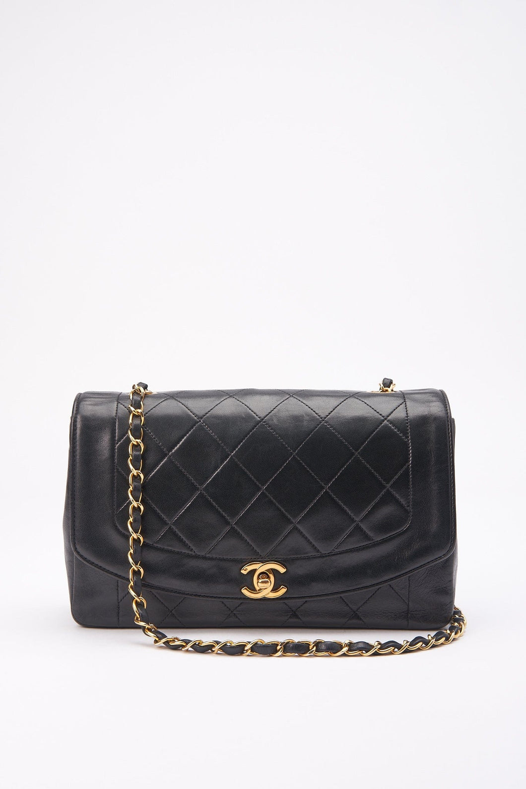 Vintage Chanel Diana Black Single Flap with 24k gold plated hardware