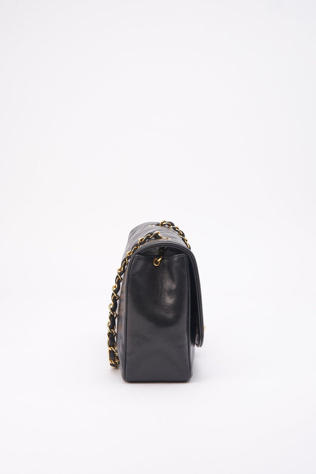 Vintage Chanel Diana Black Single Flap with 24k gold plated hardware
