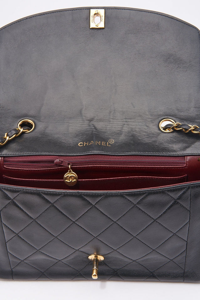 Vintage Chanel Diana Black Single Flap with 24k gold plated hardware