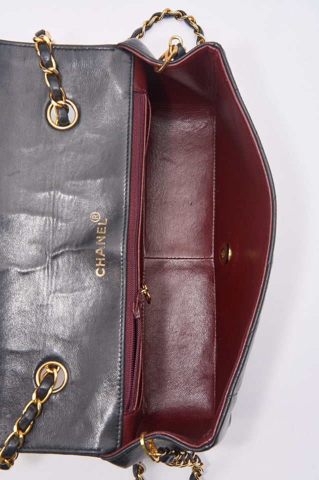 Vintage Chanel Diana Black Single Flap with 24k gold plated hardware