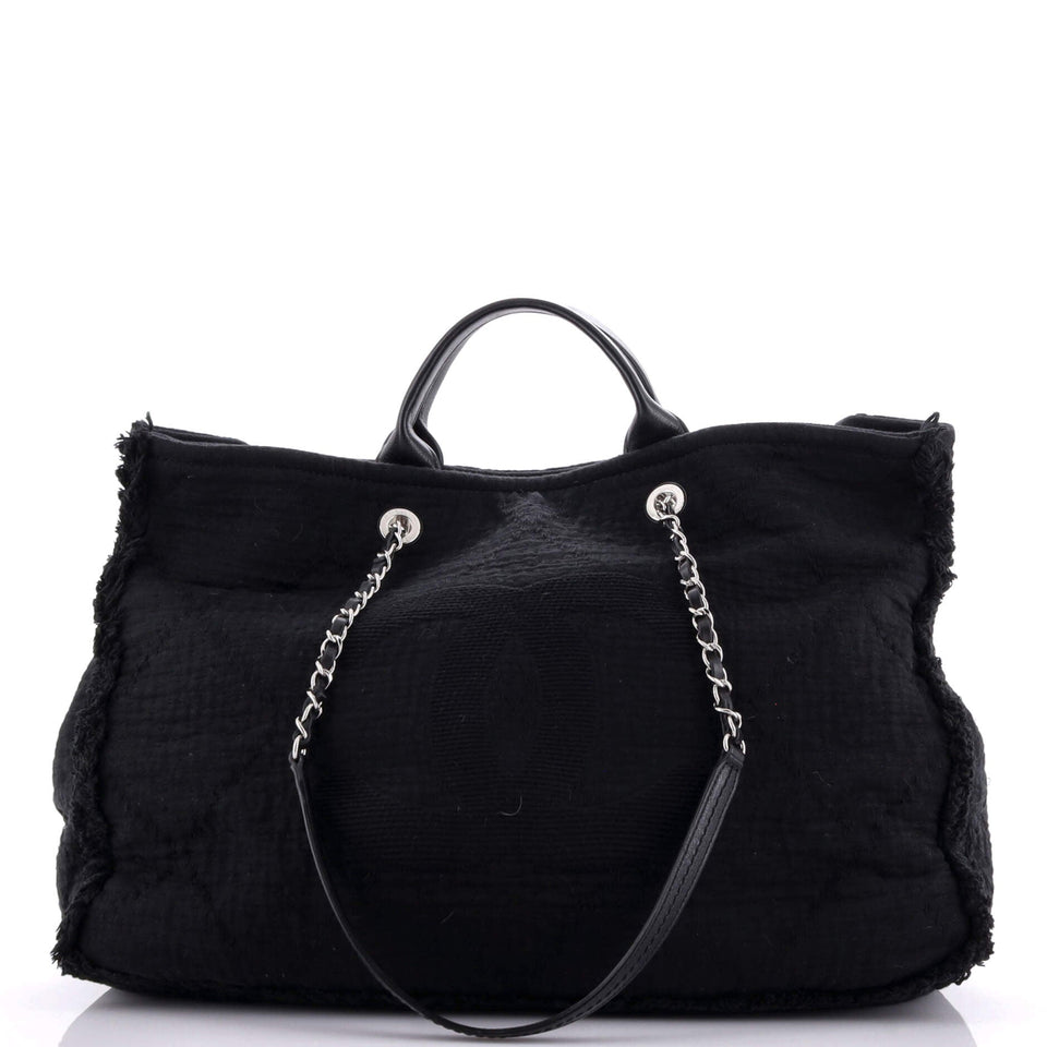 Double Face Deauville Tote Fringe Quilted Canvas Large