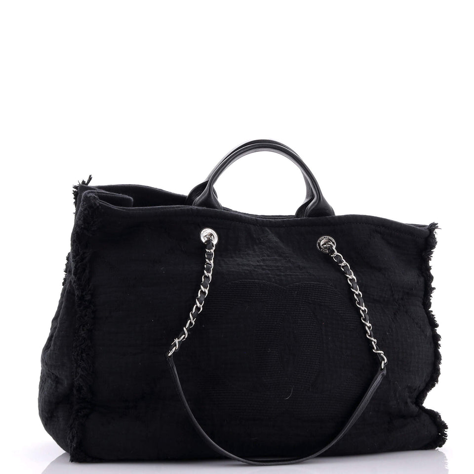 Double Face Deauville Tote Fringe Quilted Canvas Large
