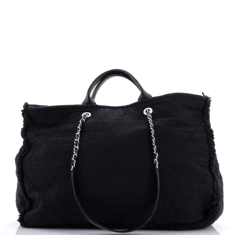 Double Face Deauville Tote Fringe Quilted Canvas Large