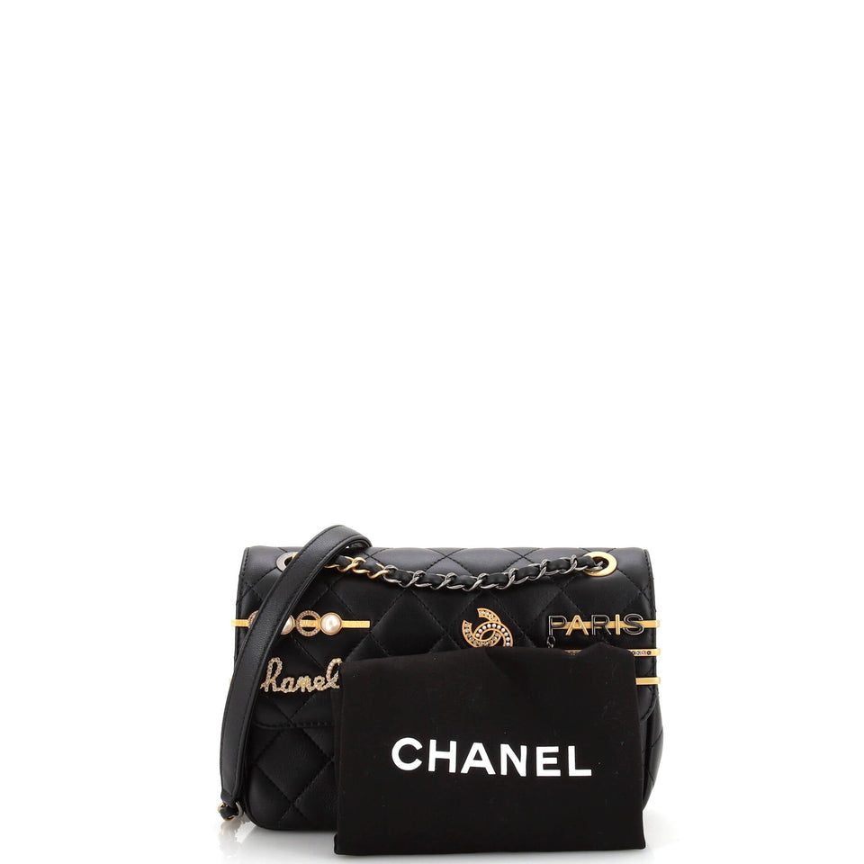 Coco Clips Flap Bag Embellished Quilted Lambskin Small