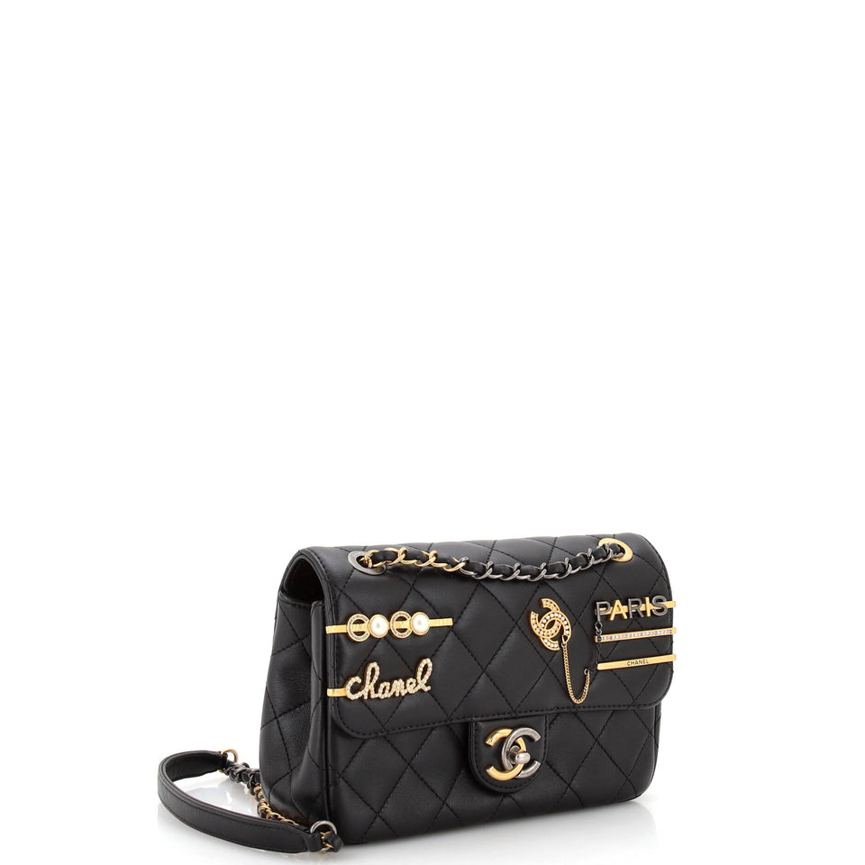 Coco Clips Flap Bag Embellished Quilted Lambskin Small