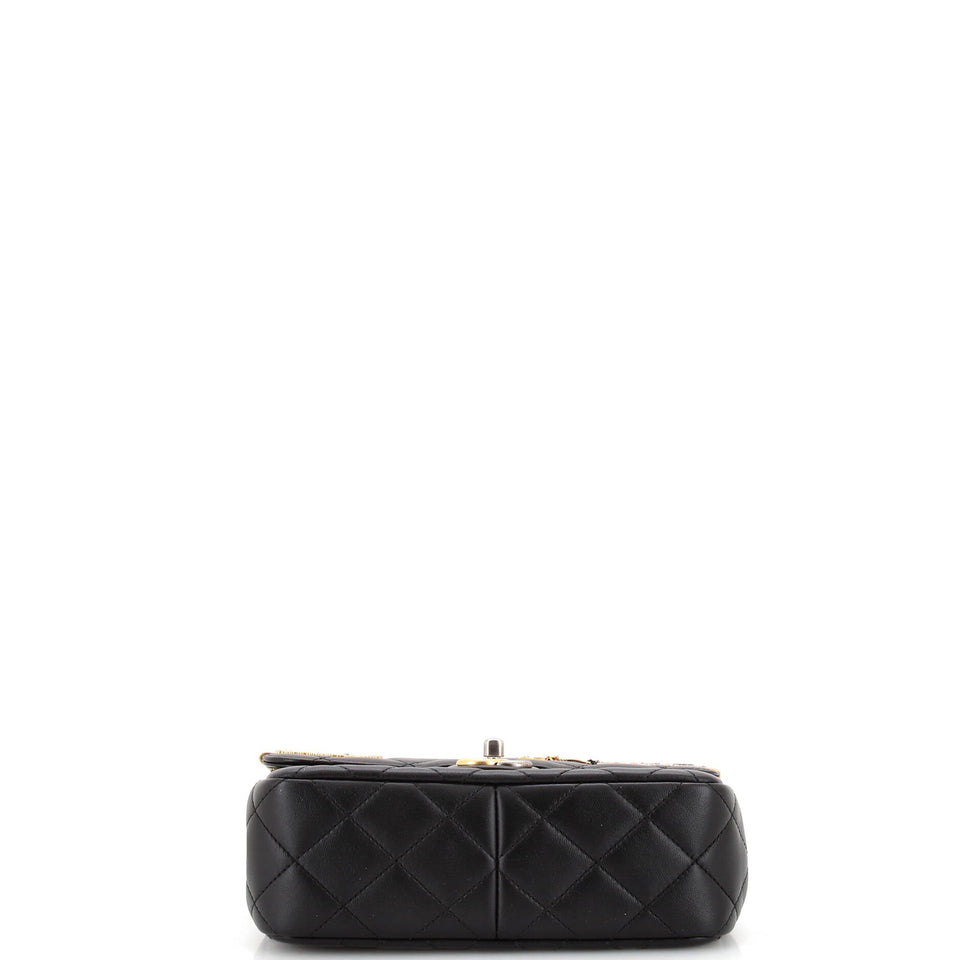 Coco Clips Flap Bag Embellished Quilted Lambskin Small