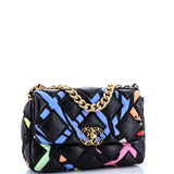 19 Flap Bag Quilted Lambskin and Printed Silk Medium